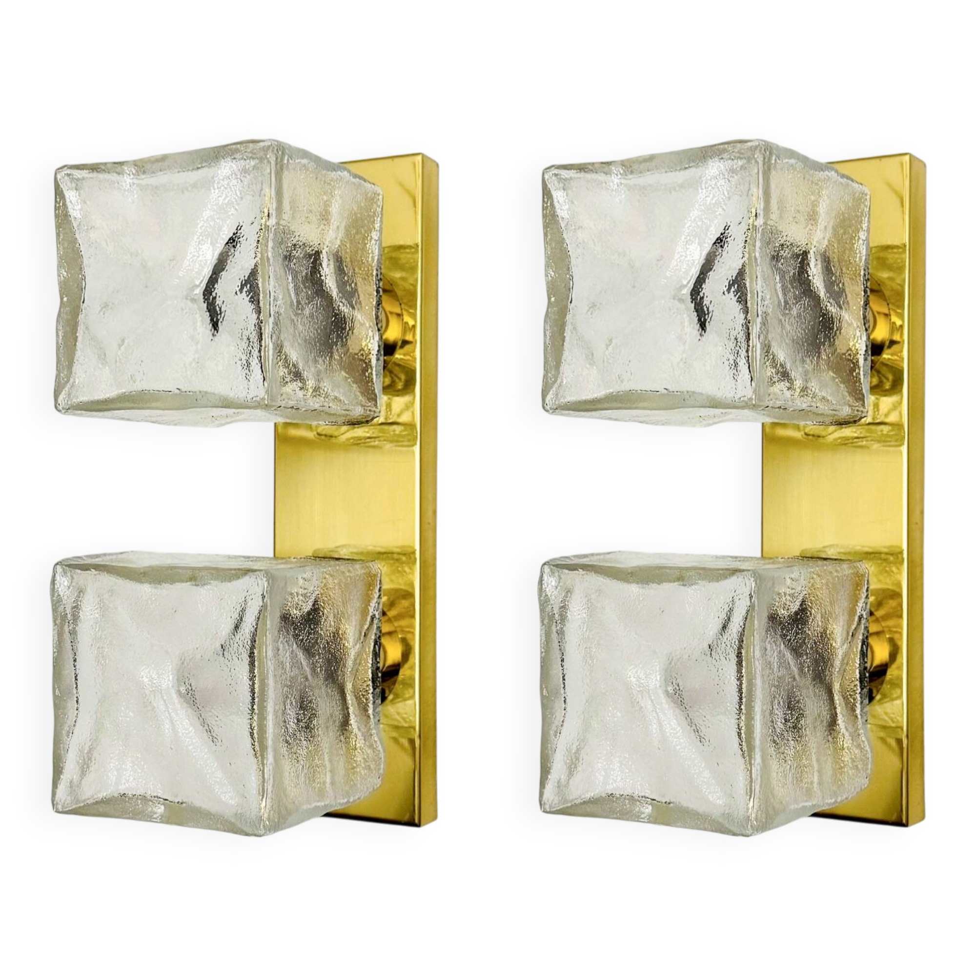 Set of 2 Ice Cube Wall Lamps or Flush Lights by J.T. Kalmar