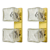 Set of 2 Ice Cube Wall Lamps or Flush Lights by J.T. Kalmar