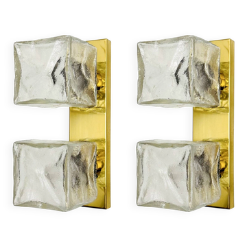 Ensemble de 2 appliques murales ou plafonniers Ice Cube par J.T. Kalmar