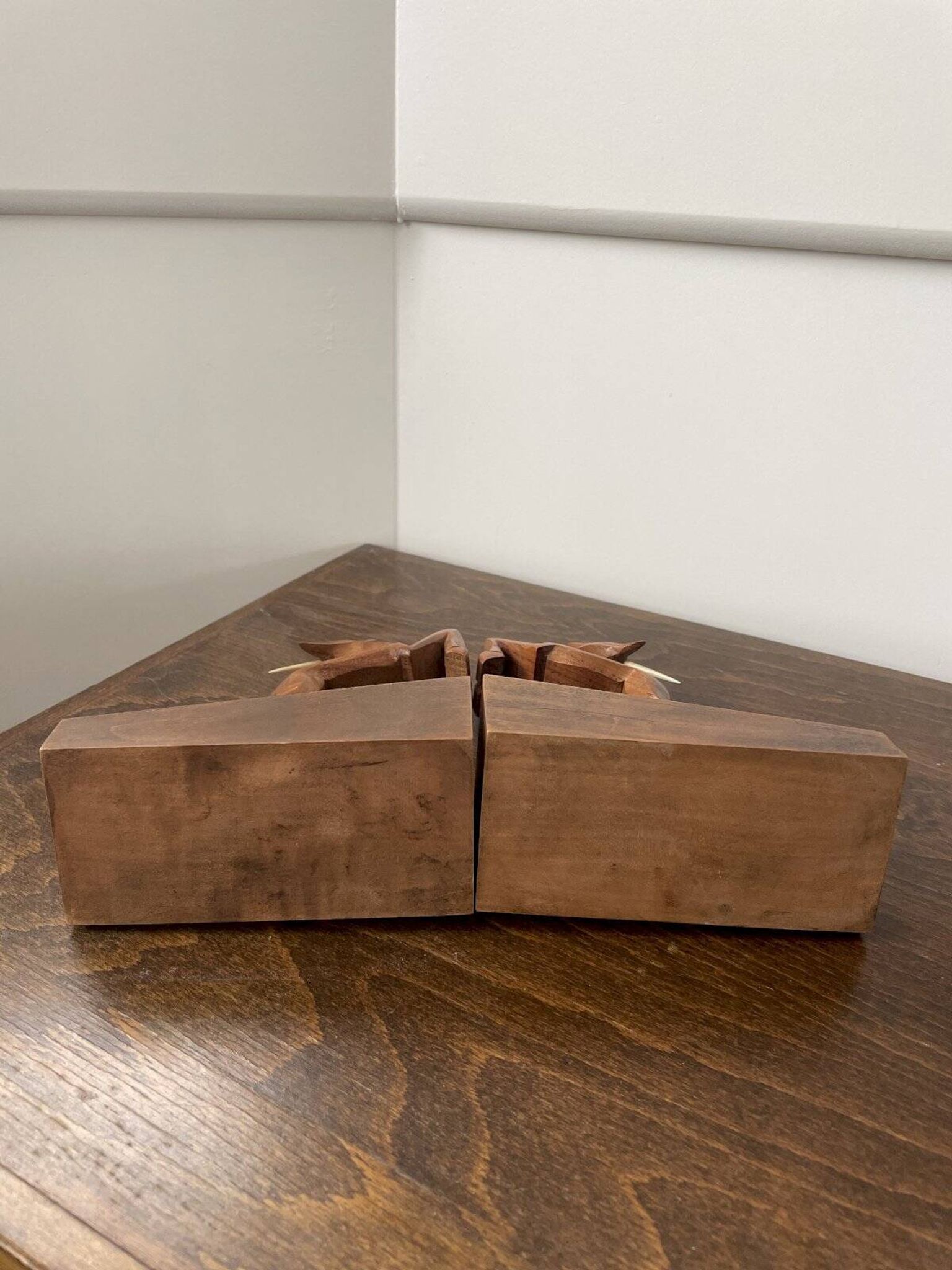 Wooden ibex bookends