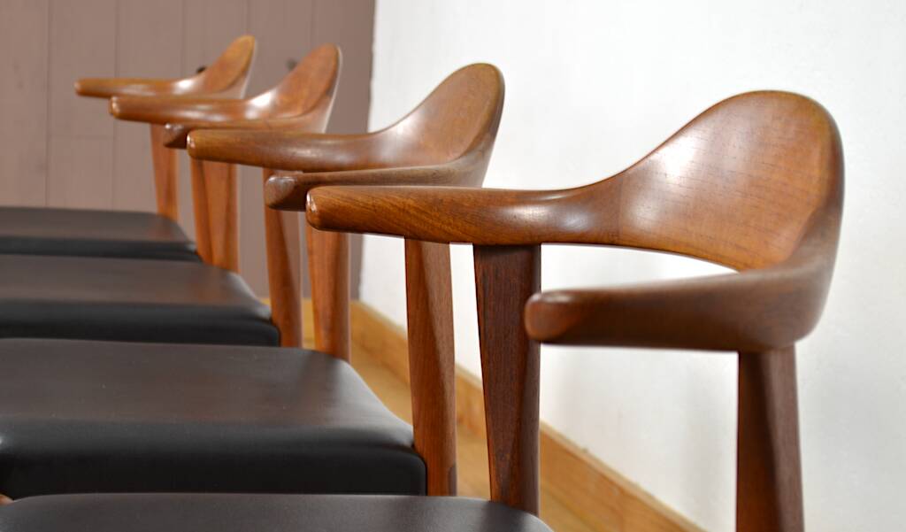 4 Fauteuils Danois en Teck Jacob Hermann  Randers Mobelfabrik 1960