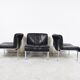 Vintage leather and chrome eurochair lounge chairs by Girsberger, 1970s