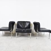 Vintage leather and chrome eurochair lounge chairs by Girsberger, 1970s