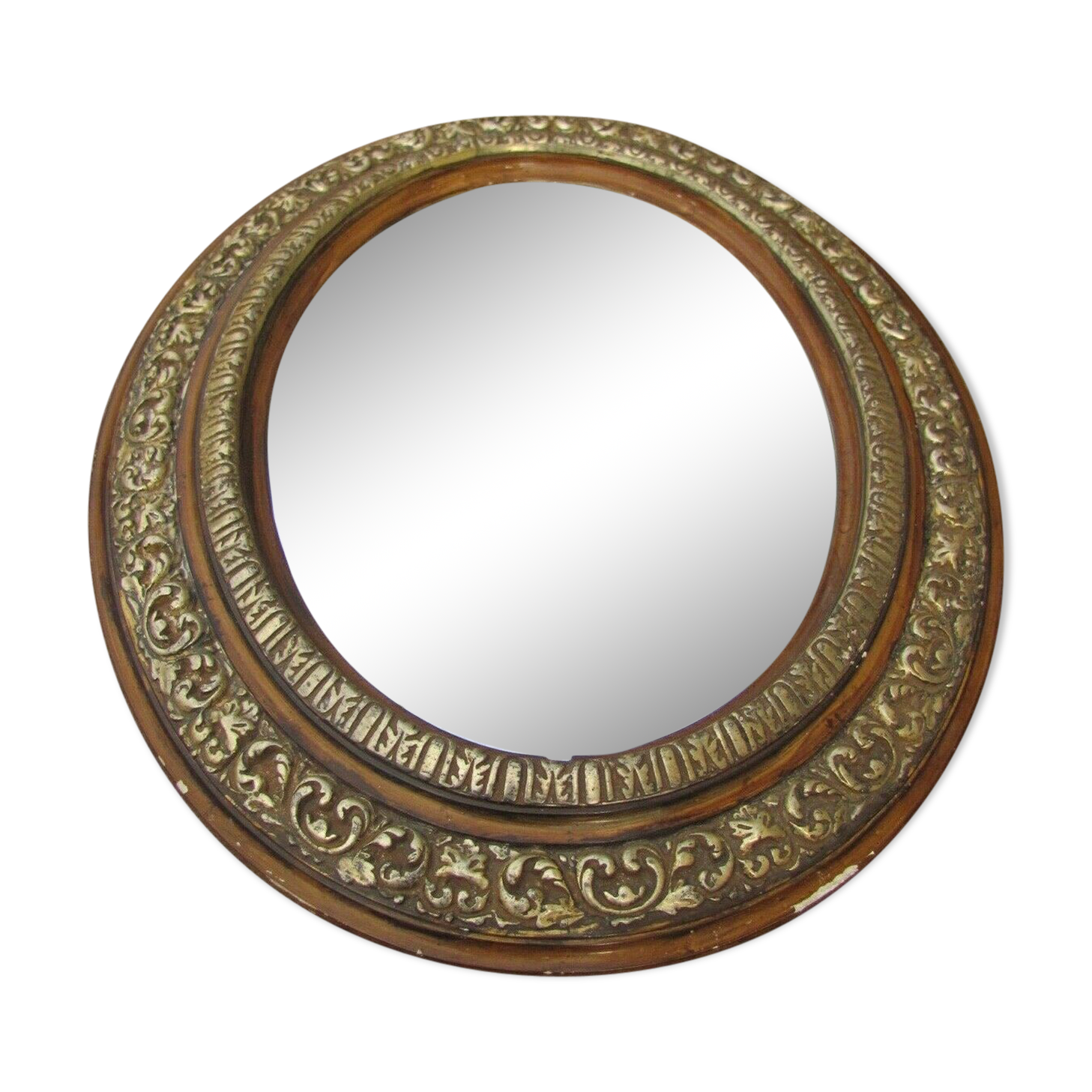 Oval mirror in gilded wood - 19th 46cm