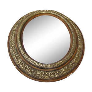miroir oval en bois doré