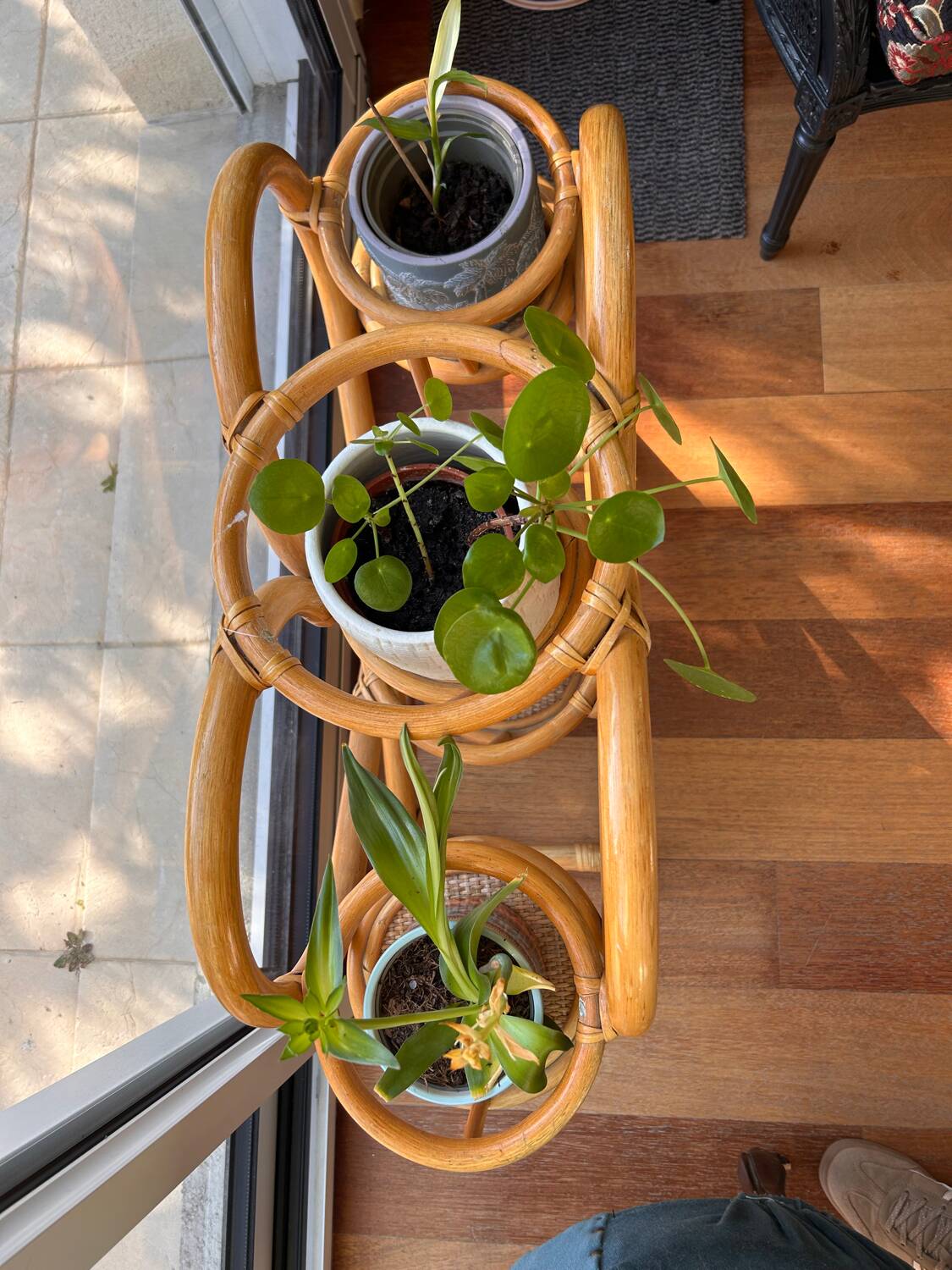 Vintage rattan plant stand – 1970s