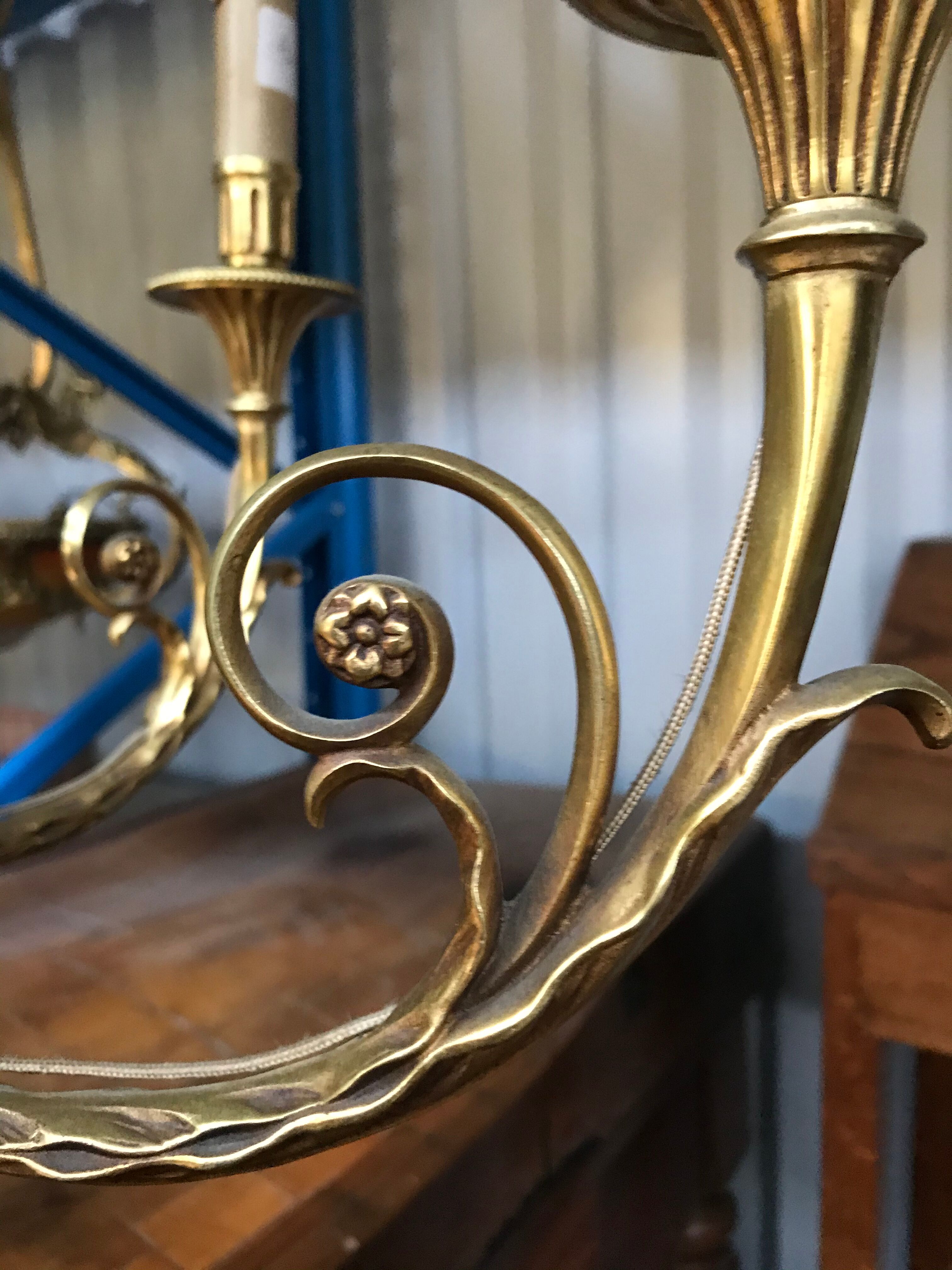 6-light bronze chandelier Louis XVI