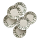 6 antique flat plates made of ironstone "Géranium" Sarreguemines