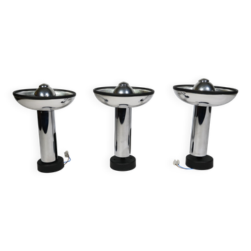 Space Age Chrome Wall Lamps by Staff, Set of 3, 1970s