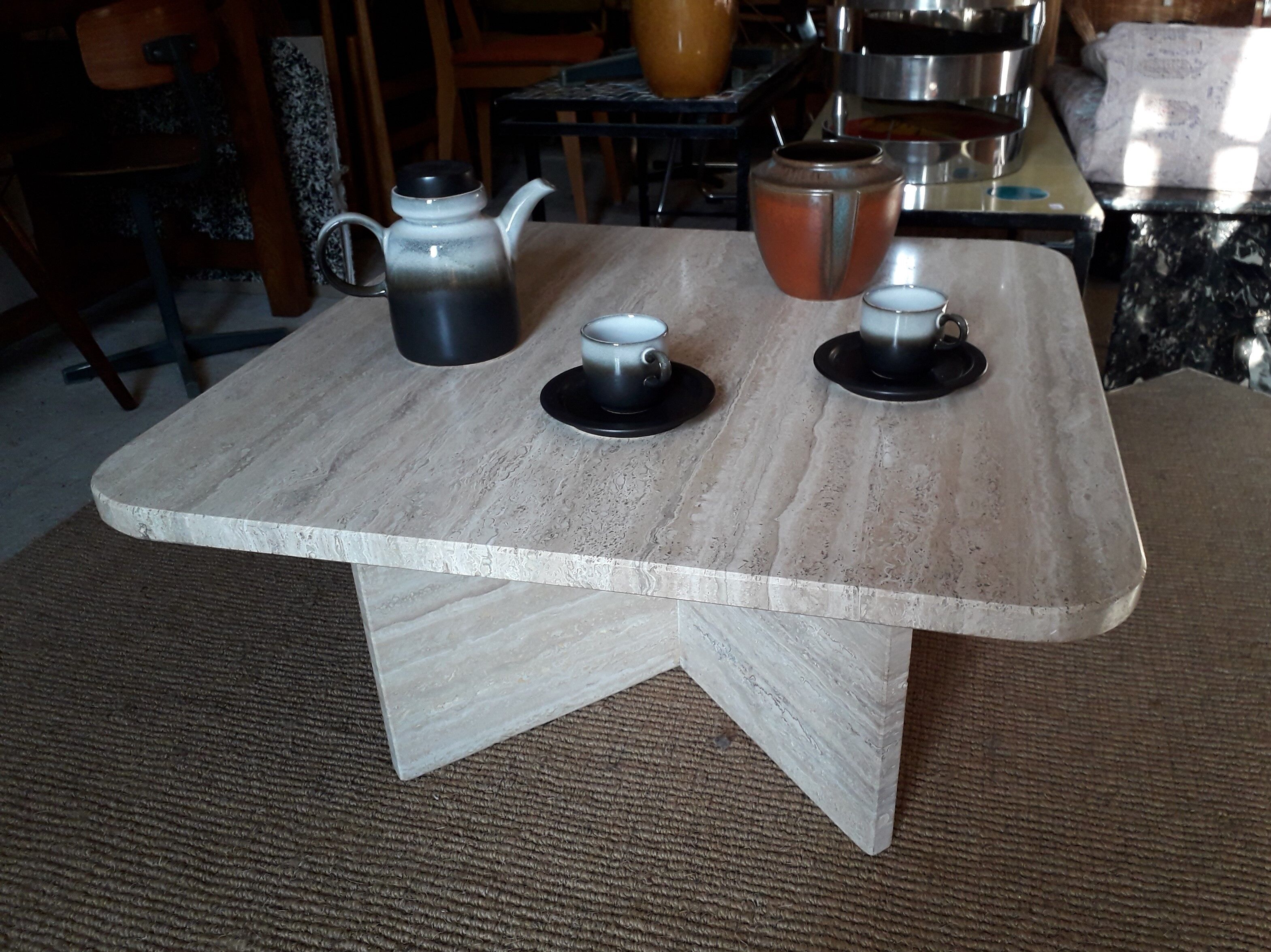 Travertine coffee table