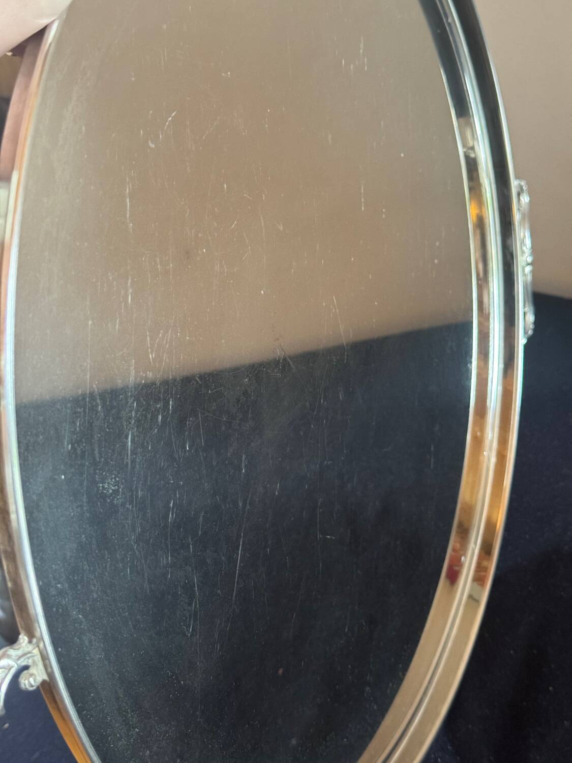 Large silver tray with rocaille handles – mid-20th century