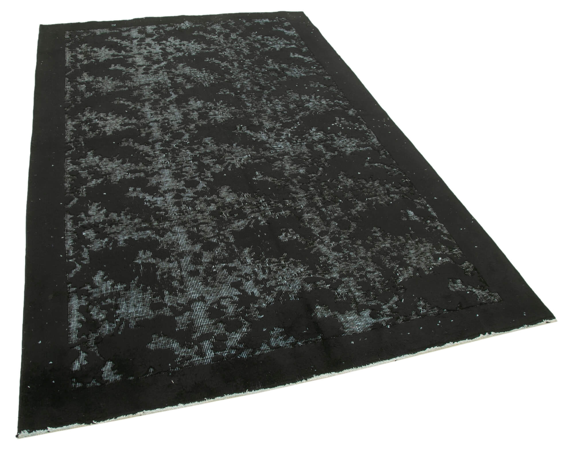 Handmade distressed oriental 1980s 158 cm x 250 cm black rug