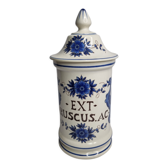 Apothecary pot "Ex. ruscus" decorated with Chimera decoration in glazed ceramic of St-Clément, 31 cm