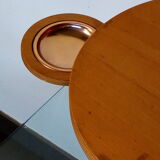 Small smoker's table, side table, Scandinavian blond wood, tripod, vintage 70'