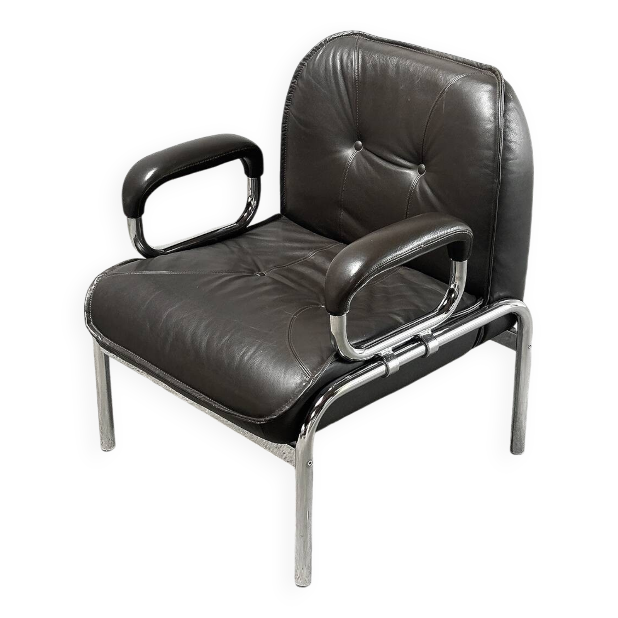 Hans Eichenberger 'Eurochair' Leather Lounge Chairs for Girsberger, 1970s