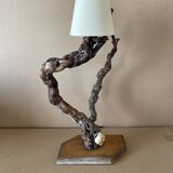 Table lamp made from old vine stock