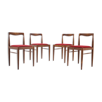 Ensemble de 4 chaises de salle à manger minimalistes des années 1970 par Drevotvar, Tchécoslovaquie