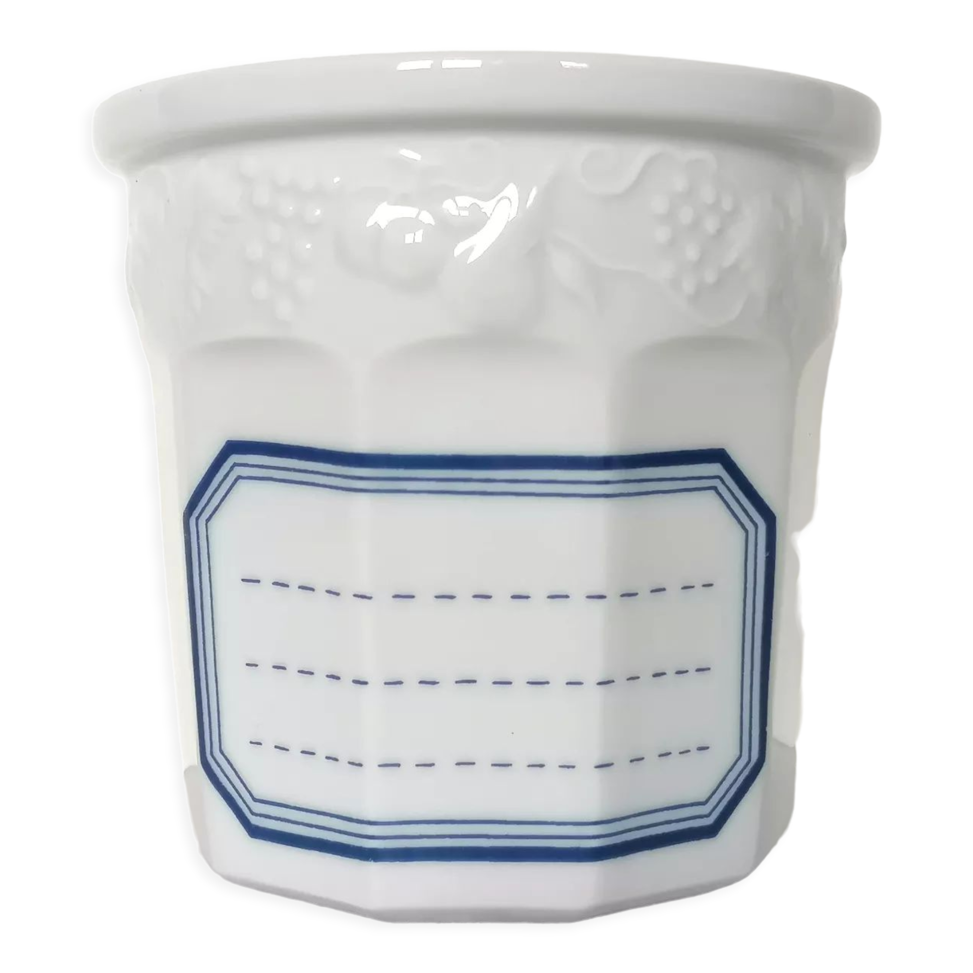 Lourioux porcelain jam jar signed Philippe Desportes