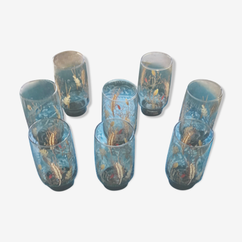 Série de 8 verres vintage épis de ble