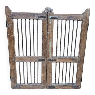 Old gate in Burmese teak and wrought iron