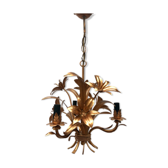 Golden brass chandelier