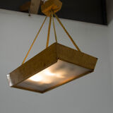 Mid-Century Wood and Glass Chandelier by Krasna Jizba, 1950s