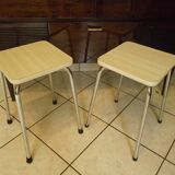2 Scandinavian Style Stools in Formica and Chrome Steel, 1950s-60s