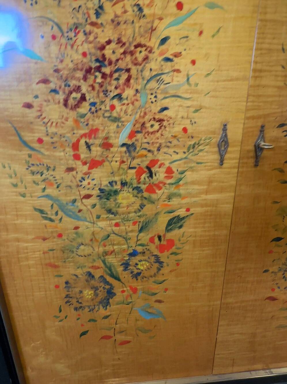 Exquisite 1950s neoclassical sycamore secretaire by Frères De Coene, Belgium.