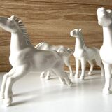 5 White Porcelain Glazed Horses of Happiness Figurines Statuettes