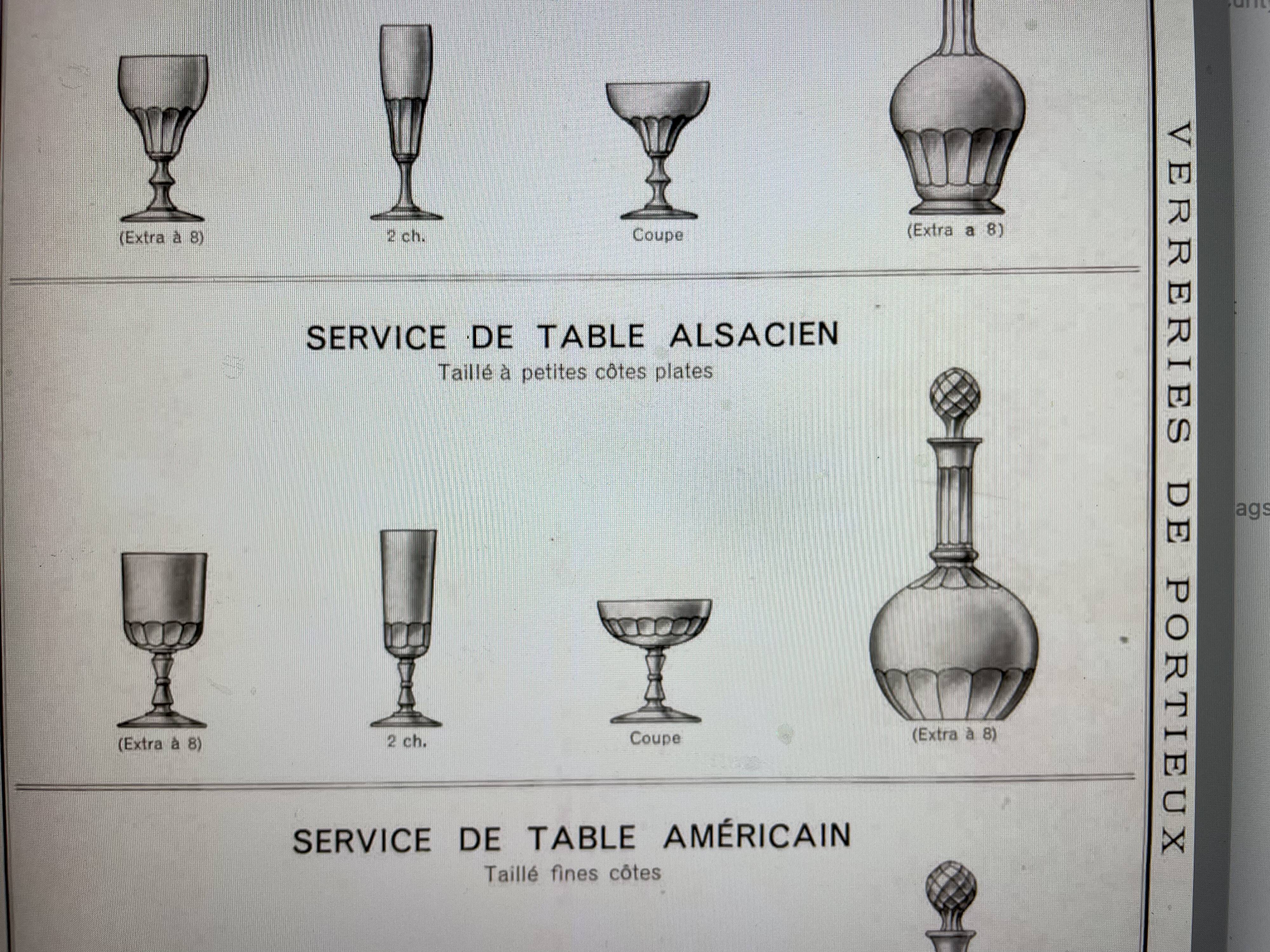 4 champagne glasses 1/2 cut crystal - portieux service alsacien