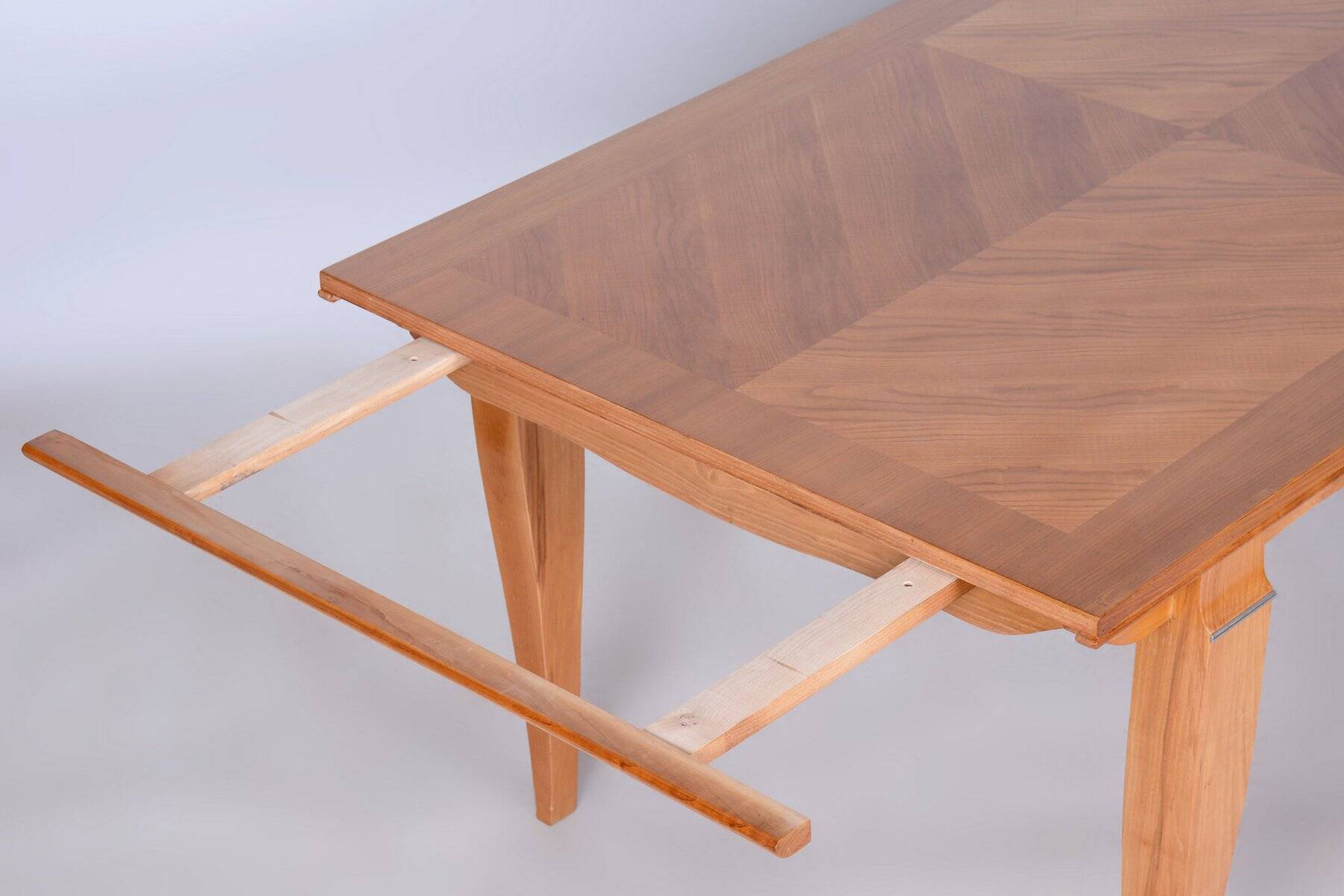 Art Deco Oak & Spruce Folding Table attributed to J. Leleu, France, 1920s