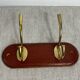 Brass and wood wall hook