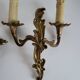 Antique Pair of Louis XV Style Gilt Metal Wall Sconces - 2 Lights