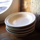 Lot de 4 Assiettes creuses en grès moucheté
