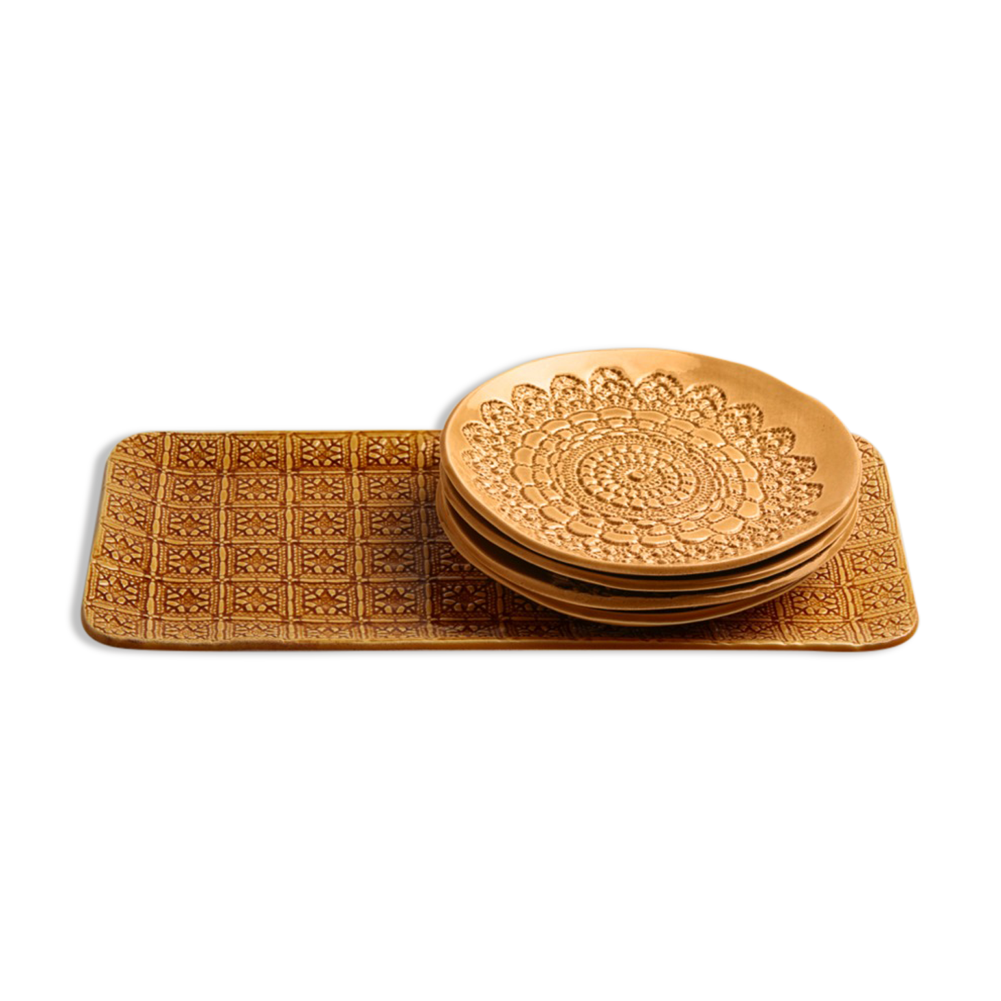 Dessert box set of 4 plates and 1 saffron dish