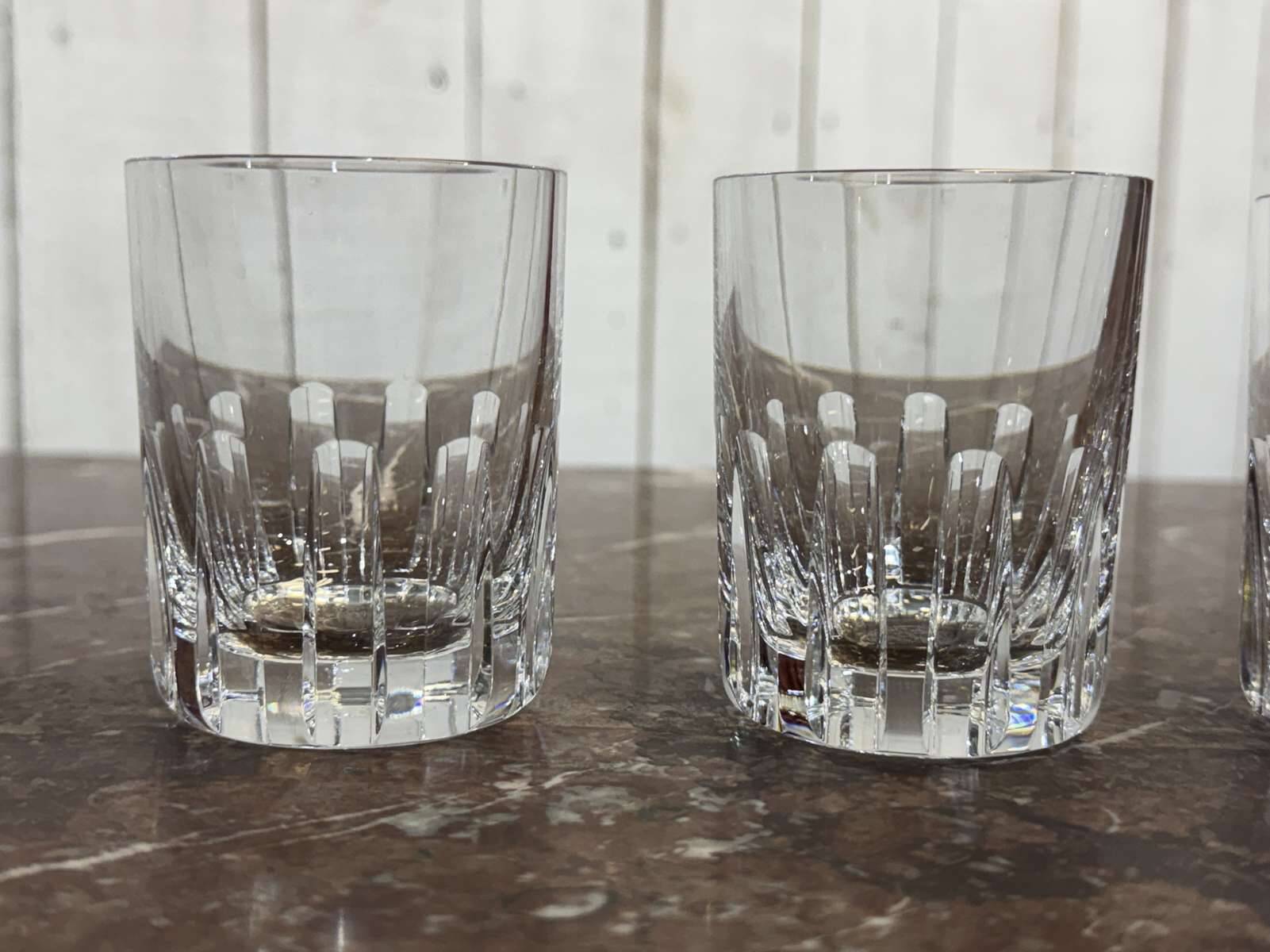 Set of 6 crystal whisky tumblers from Baccarat, Rotary model.