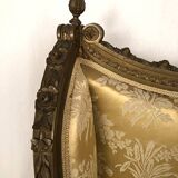 Louis XVI style bergère in green-bronze lacquered wood