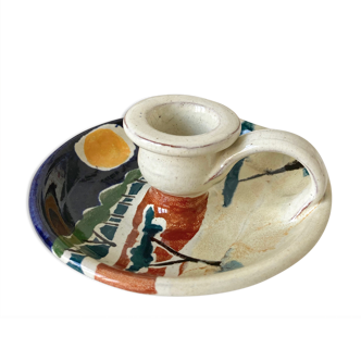 Hand-painted pottery candle holder