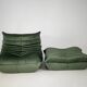 Togo set of armchair and pouf in moss velvet