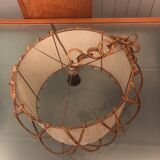Suspension en rotin vintage