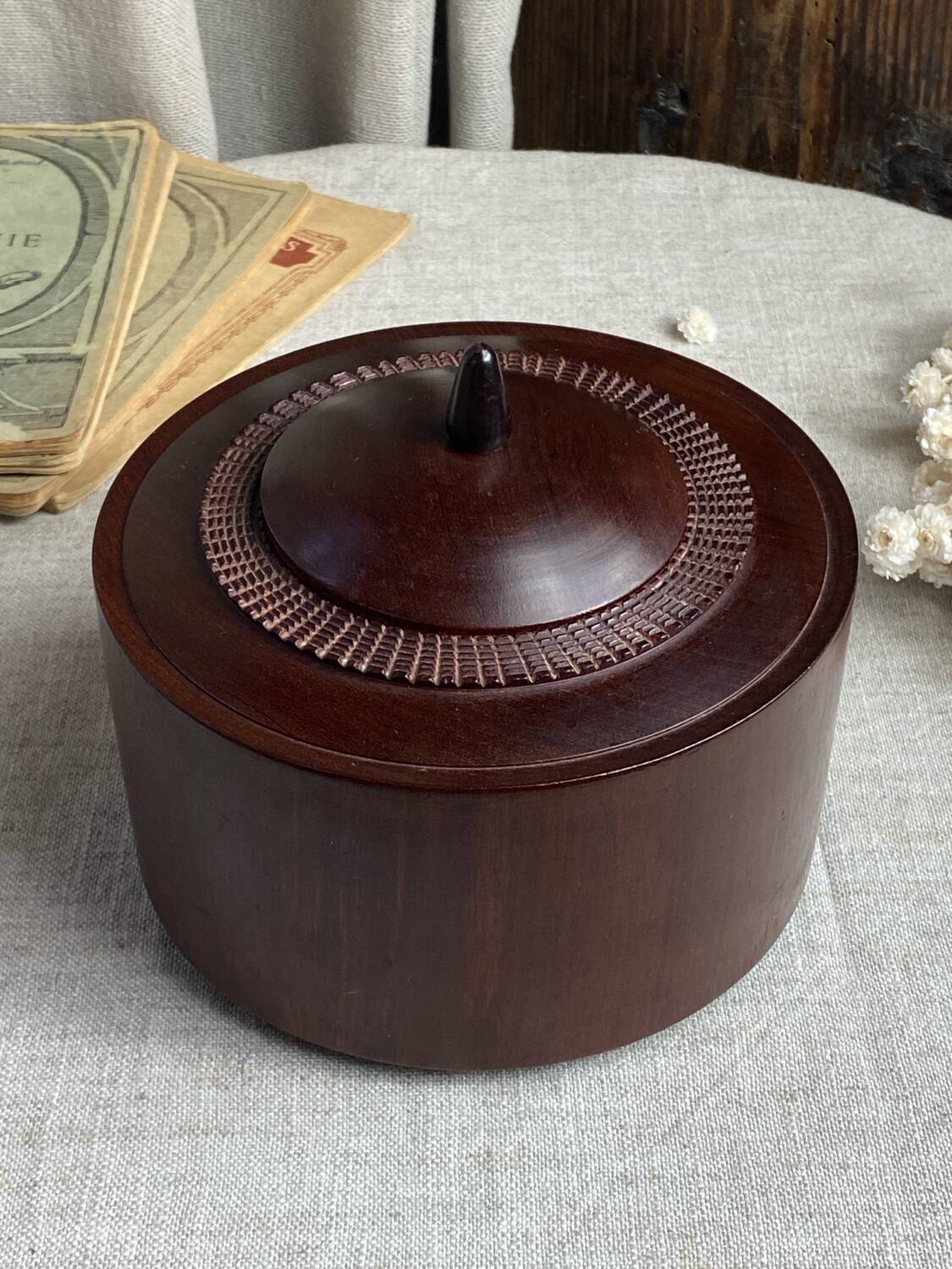 Carved wooden bonbonnière