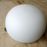 Round globe ceiling luminaire, in opaline glass, white