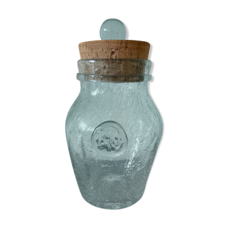 Biot glass jar with cork lid