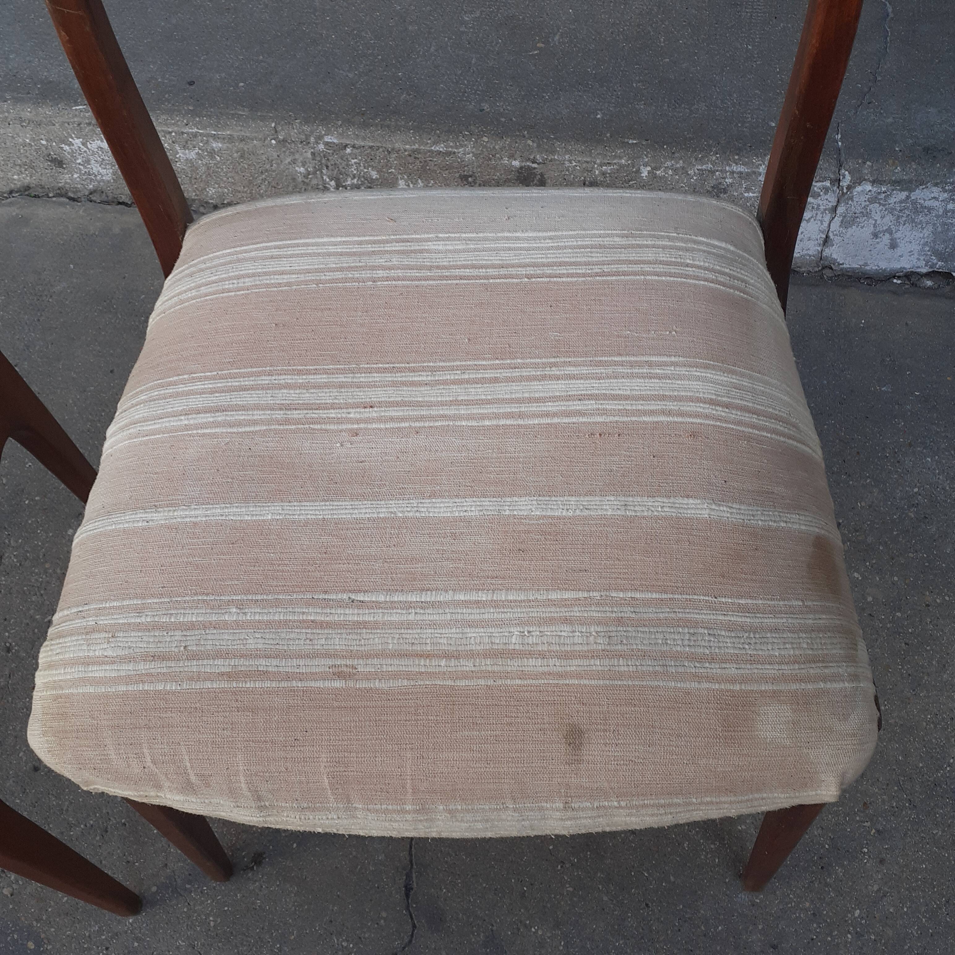 4 teak table chairs and fabric