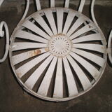 Wrought iron garden armchair with riveted flexible blades early XXth
