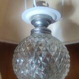 Paire de lampes en verre et chrome vers 1950