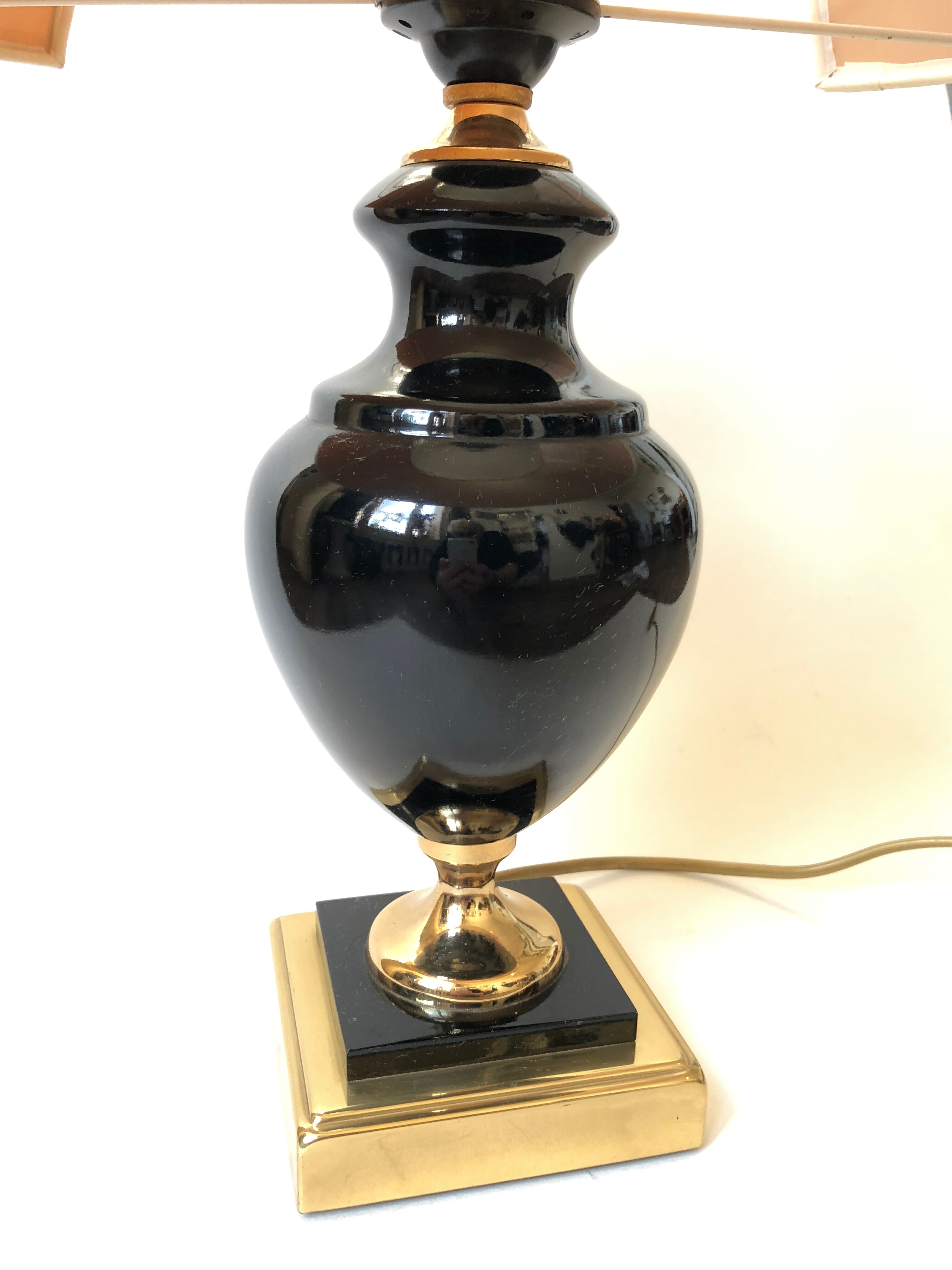 Lamp metal gold and black lacquered