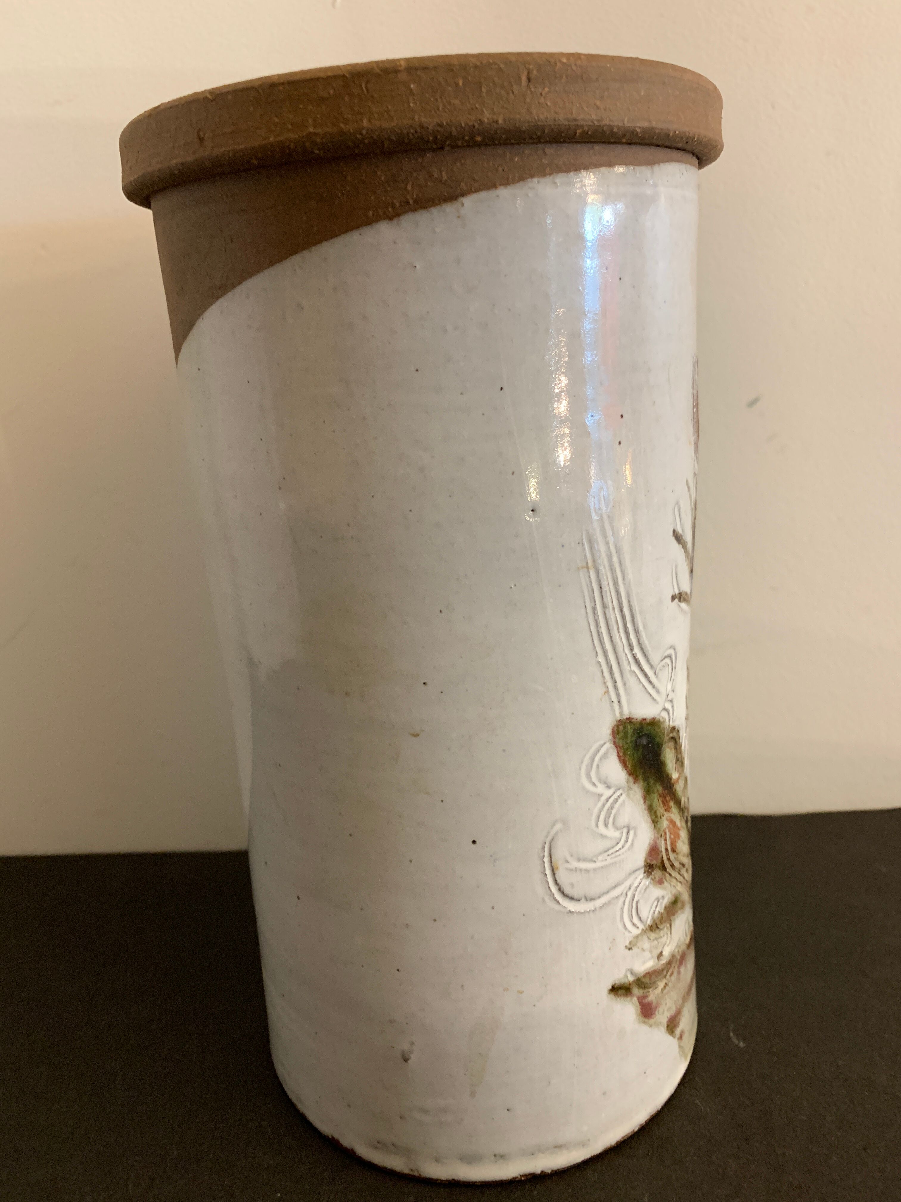 Bottle holder or refresher Albert Thiry, in glazed ceramic Vallauris, thistle decoration, 1960
