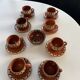 Coffee service composed of 17 pieces, 8 cups, 8 saucers and a sugar bowl, artisanal