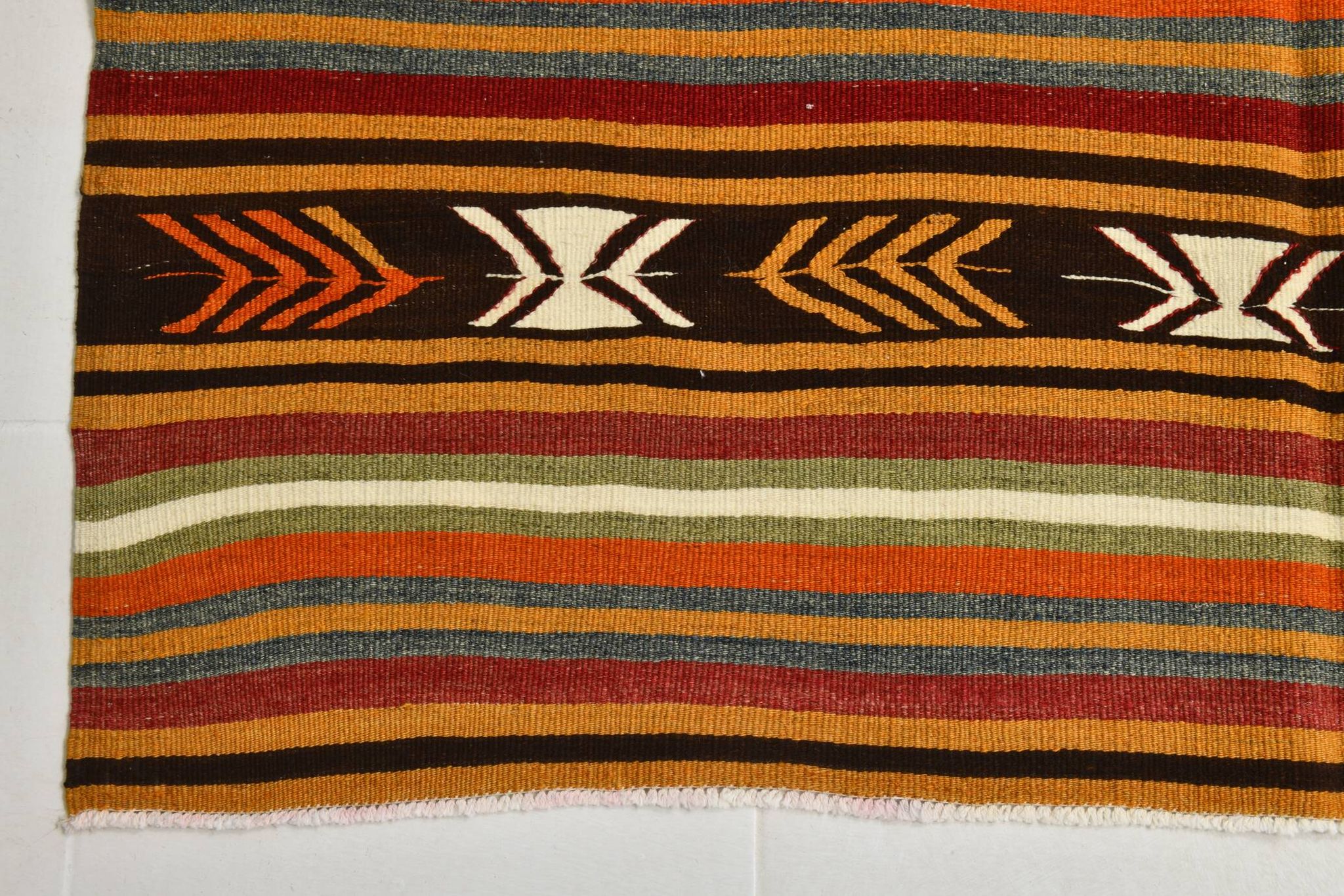5x9 Striped Anatolian Kilim Rug, Turkish Kilim Rug, 148x264Cm